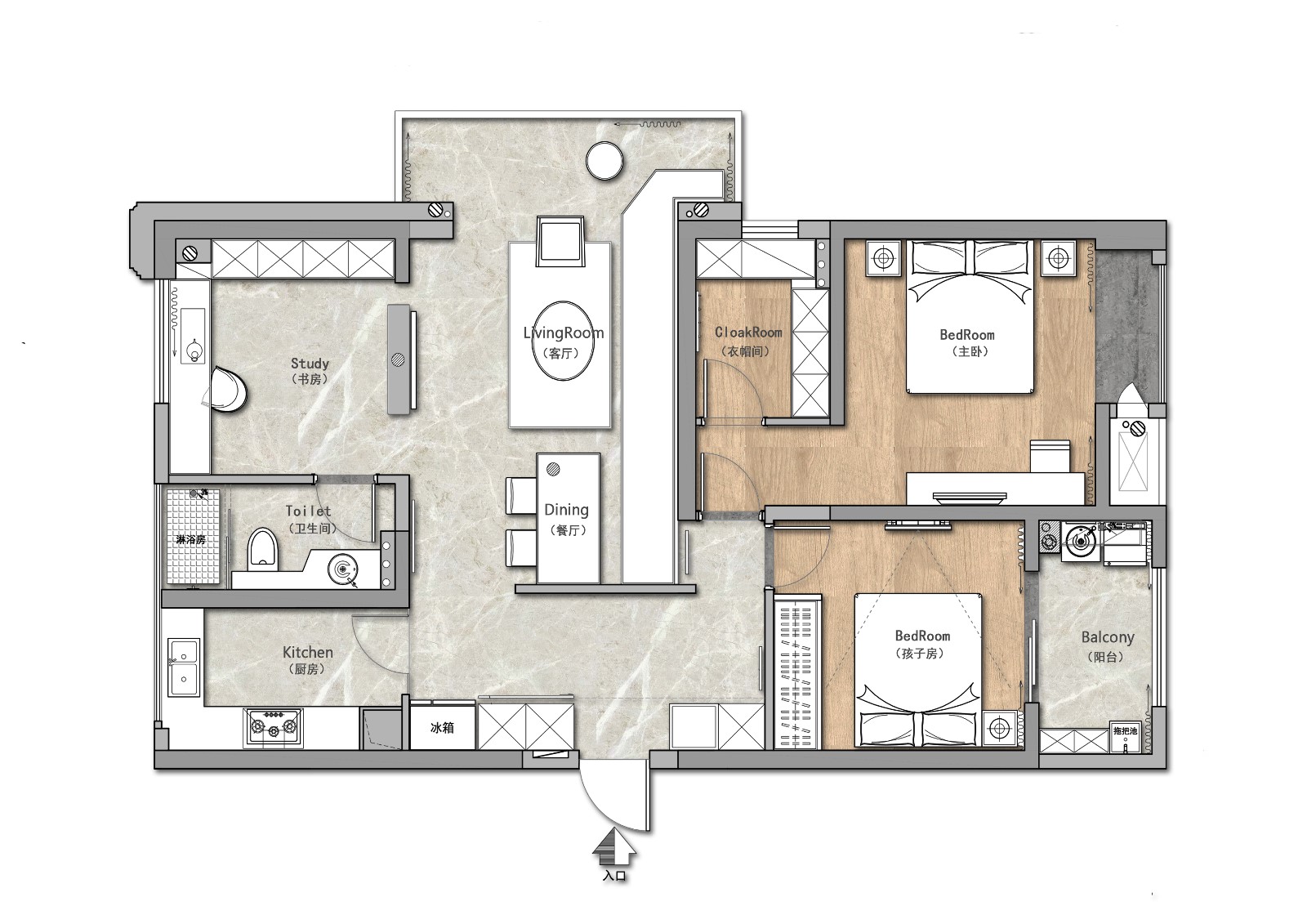 阳光普照的小屋平面图